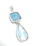 Larimar Pendant, Natural Gemstone Bohemian Jewelry, Sterling Silver Pendant, Wholesale DIY Jewelry Making Supplies, 73mm X 22.25mm