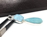Larimar Pendant, Natural Gemstone Jewelry, Sterling Silver Pendant, Bohemian Jewelry, Jewelry Supplies, Gifts for Her, 73mm X 22.25mm