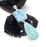 Larimar Pendant, Natural Gemstone Jewelry, Sterling Silver Pendant, Bohemian Jewelry, Jewelry Supplies, Gifts for Her, 88.9mm x 31.75mm