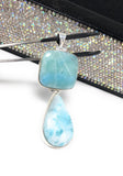 Larimar Pendant, Natural Gemstone Jewelry, Sterling Silver Pendant, Wholesale Jewelry Supplies, Bohemian Jewelry, Gifts for Her, 76mm x 27mm