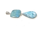 Larimar Pendant, Natural Gemstone Jewelry, Sterling Silver Pendant, Wholesale Jewelry Supplies, Bohemian Jewelry, Gifts for Her, 76mm x 27mm