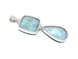Larimar Pendant, Natural Gemstone Jewelry, Sterling Silver Pendant, Wholesale Jewelry Supplies, Bohemian Jewelry, Gifts for Her, 76mm x 27mm