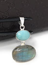 Labradorite Pendant, Larimar Pendant, Gemstone Pendant, Gemstone Jewelry, Sterling Silver Pendant, Bohemian Jewelry, Wholesale Pendant