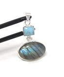 Labradorite Pendant, Larimar Pendant, Gemstone Pendant, Gemstone Jewelry, Sterling Silver Pendant, Bohemian Jewelry, Wholesale Pendant
