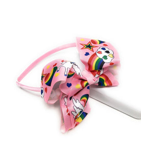 Hair Bow Headband for Girls, Large Pink Unicorn Headband, Hair Accessories for Kids, Birthday Gift and Party Favors, 1 Pc