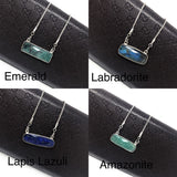 Gemstone Bar Necklace, Minimalist Necklace, Lapis Lazuli, Amazonite, Labradorite, Emerald, Silver Minimalist Jewelry, Healing Jewelry