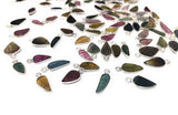 8 Pcs/10 Pcs Tourmaline Charms, Sterling Silver Gemstone Charms, Carved Leaf Tourmaline Charms, Wholesale Jewelry Findings, Jewelry Making