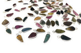 10 Pcs/ 12 Pcs Tourmaline Charms, Sterling Silver Gemstone Charms, Carved Leaf Tourmaline Charms, Wholesale Jewelry Findings, Jewelry Making