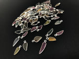 10 Pcs/ 12 Pcs Tourmaline Charms, Sterling Silver Gemstone Charms, Carved Leaf Tourmaline Charms, Wholesale Jewelry Findings, Jewelry Making