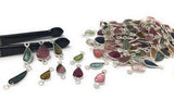 9Pcs/10 Pcs Tourmaline Connectors, Carved Leaf Sterling Silver Tourmaline Gemstone Connectors, Wholesale Jewelry Findings for Jewelry Making