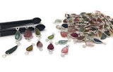9Pcs/10 Pcs Tourmaline Connectors, Carved Leaf Sterling Silver Tourmaline Gemstone Connectors, Wholesale Jewelry Findings for Jewelry Making