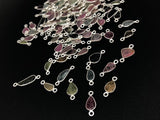 9Pcs/10 Pcs Tourmaline Connectors, Carved Leaf Sterling Silver Tourmaline Gemstone Connectors, Wholesale Jewelry Findings for Jewelry Making