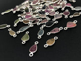 9Pcs/10 Pcs Tourmaline Connectors, Carved Leaf Sterling Silver Tourmaline Gemstone Connectors, Wholesale Jewelry Findings for Jewelry Making