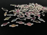 9Pcs/10 Pcs Tourmaline Connectors, Carved Leaf Sterling Silver Tourmaline Gemstone Connectors, Wholesale Jewelry Findings for Jewelry Making
