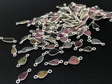 9Pcs/10 Pcs Tourmaline Connectors, Carved Leaf Sterling Silver Tourmaline Gemstone Connectors, Wholesale Jewelry Findings for Jewelry Making