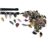 8 Pcs/10 Pcs Tourmaline Charms, Sterling Silver Gemstone Charms, Carved Leaf Tourmaline Charms, Wholesale Jewelry Findings, Jewelry Making