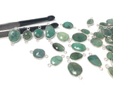 10 Pcs Natural Emerald Gemstone Connector, Bulk Sterling Silver Connectors, Wholesale Jewelry Findings for Jewelry Making, Jewelry Supplies
