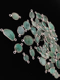 10 Pcs Natural Emerald Gemstone Connector, Bulk Sterling Silver Connectors, Wholesale Jewelry Findings for Jewelry Making, Jewelry Supplies