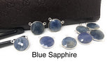 10Pcs/13Pcs Natural Sapphire Gemstone Connectors, Bulk Wholesale Jewelry Supplies, Sterling Silver Jewelry Findings, 13x14mm