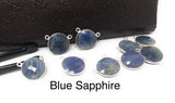 10Pcs/13Pcs Natural Sapphire Gemstone Connectors, Bulk Wholesale Jewelry Supplies, Sterling Silver Jewelry Findings, 13x14mm