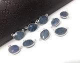 10Pcs/ 15 Pcs Natural Sapphire Gemstone Connectors, Sterling Silver Bulk Wholesale Jewelry Supplies, 14x10mm - 17x12mm