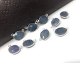 10Pcs/ 15 Pcs Natural Sapphire Gemstone Connectors, Sterling Silver Bulk Wholesale Jewelry Supplies, 14x10mm - 17x12mm