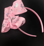 Hair Bow Headband for Girls, Large Pink Unicorn Headband, Hair Accessories for Kids, Birthday Gift and Party Favors, 1 Pc