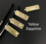 Natural Sapphire Gemstone Bar Shape Charms, Jewelry Supplies for Jewelry Making, Bulk Wholesale Charms, Blue /Pink / Yellow , 1 pc