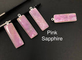 Natural Sapphire Gemstone Bar Shape Charms, Jewelry Supplies for Jewelry Making, Bulk Wholesale Charms, Blue /Pink / Yellow , 1 pc