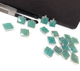 Natural Amazonite Gemstone Charms, Sterling Silver Charms, Jewelry Supplies for Jewelry Making, Wholesale Jewelry Findings, 1 Pc