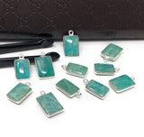 Natural Amazonite Gemstone Charms, Sterling Silver Charms, Jewelry Supplies for Jewelry Making, Wholesale Jewelry Findings, 1 Pc