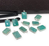 Natural Amazonite Gemstone Charms, Sterling Silver Charms, Jewelry Supplies for Jewelry Making, Wholesale Jewelry Findings, 1 Pc