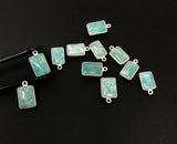 11 Pcs Amazonite Gemstone Charms, Peruvian Amazonite Sterling Silver Charms, 16x9mm - 18x11mm