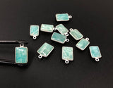 11 Pcs Amazonite Gemstone Charms, Peruvian Amazonite Sterling Silver Charms, 16x9mm - 18x11mm