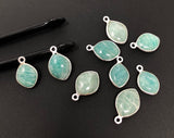 8 Pcs Natural Amazonite Gemstone Charms, Sterling Silver Charms, Jewelry Supplies for Jewelry Making, Wholesale Jewelry Findings