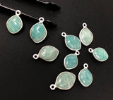 8 Pcs Natural Amazonite Gemstone Charms, Sterling Silver Charms, Jewelry Supplies for Jewelry Making, Wholesale Jewelry Findings