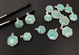 Natural Amazonite Gemstone Charms, Sterling Silver Charms, Jewelry Supplies for Jewelry Making, Wholesale Jewelry Findings, 1 Pc