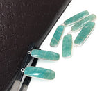5 Pcs Natural Amazonite Gemstone Charms, Sterling Silver Bar Charms, Jewelry Supplies for DIY Jewelry Making