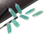 5 Pcs Natural Amazonite Gemstone Charms, Sterling Silver Bar Charms, Jewelry Supplies for DIY Jewelry Making