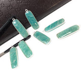 5 Pcs Natural Amazonite Gemstone Charms, Sterling Silver Bar Charms, Jewelry Supplies for DIY Jewelry Making