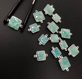 Natural Amazonite Gemstone Connector, Sterling Silver Connectors, Jewelry Supplies for Jewelry Making, Wholesale Jewelry Findings, 1 pc
