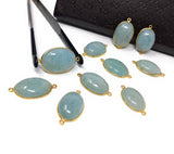 Natural Aquamarine Connectors, Gold Plated Sterling Silver Gemstone Connectors, Jewelry Findings, Jewelry Supplies for Jewelry Making, 1 pc