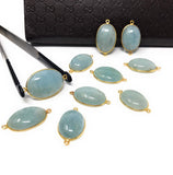 Natural Aquamarine Connectors, Gold Plated Sterling Silver Gemstone Connectors, Jewelry Findings, Jewelry Supplies for Jewelry Making, 1 pc