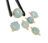 Natural Aquamarine Connectors, Gold Plated Sterling Silver Gemstone Connectors, Jewelry Findings, Jewelry Supplies for Jewelry Making, 1 pc