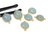 Natural Aquamarine Connectors, Gold Plated Sterling Silver Gemstone Connectors, Jewelry Findings, Jewelry Supplies for Jewelry Making, 1 pc