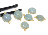 Natural Aquamarine Connectors, Gold Plated Sterling Silver Gemstone Connectors, Jewelry Findings, Jewelry Supplies for Jewelry Making, 1 pc