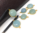 Natural Aquamarine Connectors, Gold Plated Sterling Silver Gemstone Connectors, Jewelry Findings, Jewelry Supplies for Jewelry Making, 1 pc