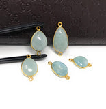 Natural Aquamarine Connectors, Gold Plated Sterling Silver Gemstone Connectors, Jewelry Findings, Jewelry Supplies for Jewelry Making, 1 pc