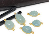 Natural Aquamarine Connectors, Gold Plated Sterling Silver Gemstone Connectors, Jewelry Findings, Jewelry Supplies for Jewelry Making, 1 pc
