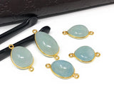Natural Aquamarine Connectors, Gold Plated Sterling Silver Gemstone Connectors, Jewelry Findings, Jewelry Supplies for Jewelry Making, 1 pc